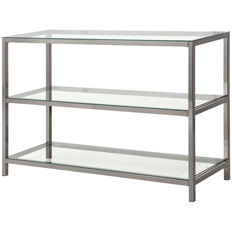 Coaster 2 Shelf Console Table in Antique Gray and Black 