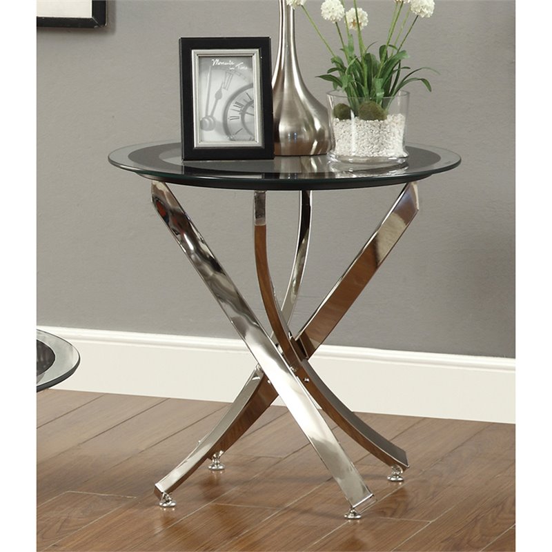 Coaster Norwood Glass Top Accent End, Coaster Furniture Round Glass Top End Table Chrome