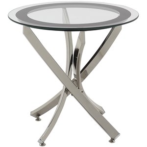 coaster norwood glass top accent end table in chrome