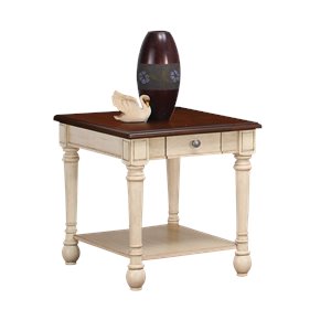 coaster storage end table in dark brown and antique white