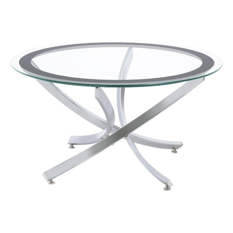 Brooke Round Glass Top Coffee Table Metal Base Chrome