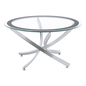 Brooke Round Glass Top Coffee Table Metal Base Chrome