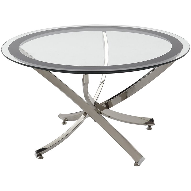 Coaster Norwood Round Glass Top Accent, Round Black Glass And Chrome Coffee Table