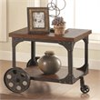 Coaster Square Mobile End Table in Rustic Brown and Dark Metal