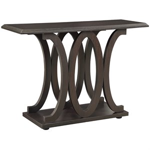 coaster c shaped console table in cappuccino