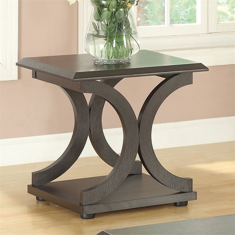 Coaster C Shaped End Table in Cappuccino