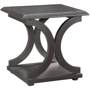 coaster c shaped end table in cappuccino