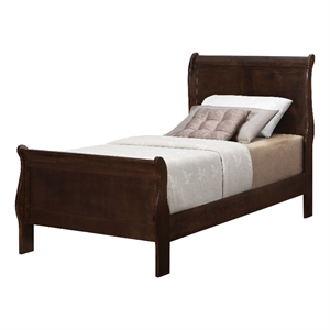 Coaster Louis Philippe Wood Twin Sleigh Panel Bed in Cappuccino