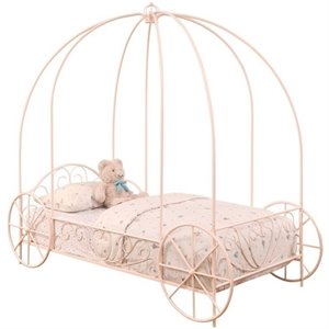 coaster massi twin metal canopy kids bed in powder pink