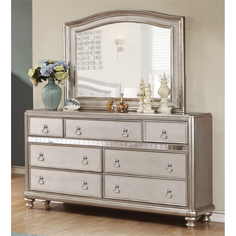 Coaster Bling Game Storage Accent Console Table in Metallic Platinum 