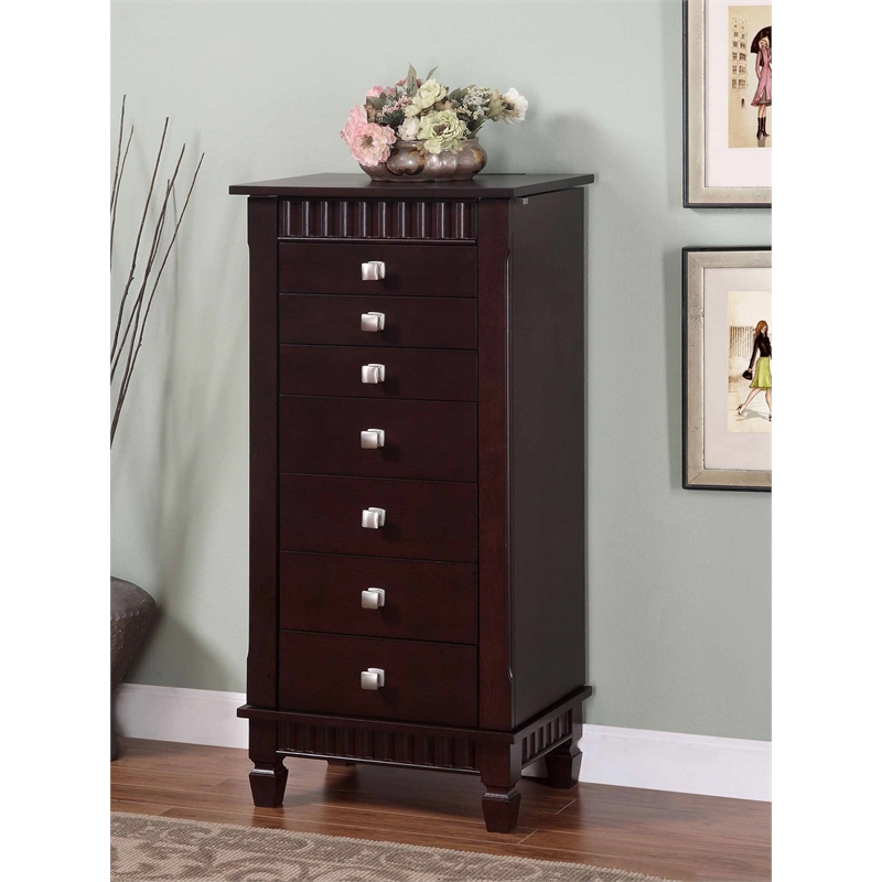 Powell Joslyn Contemporary Wood Jewelry Armoire in Merlot Brown 383316