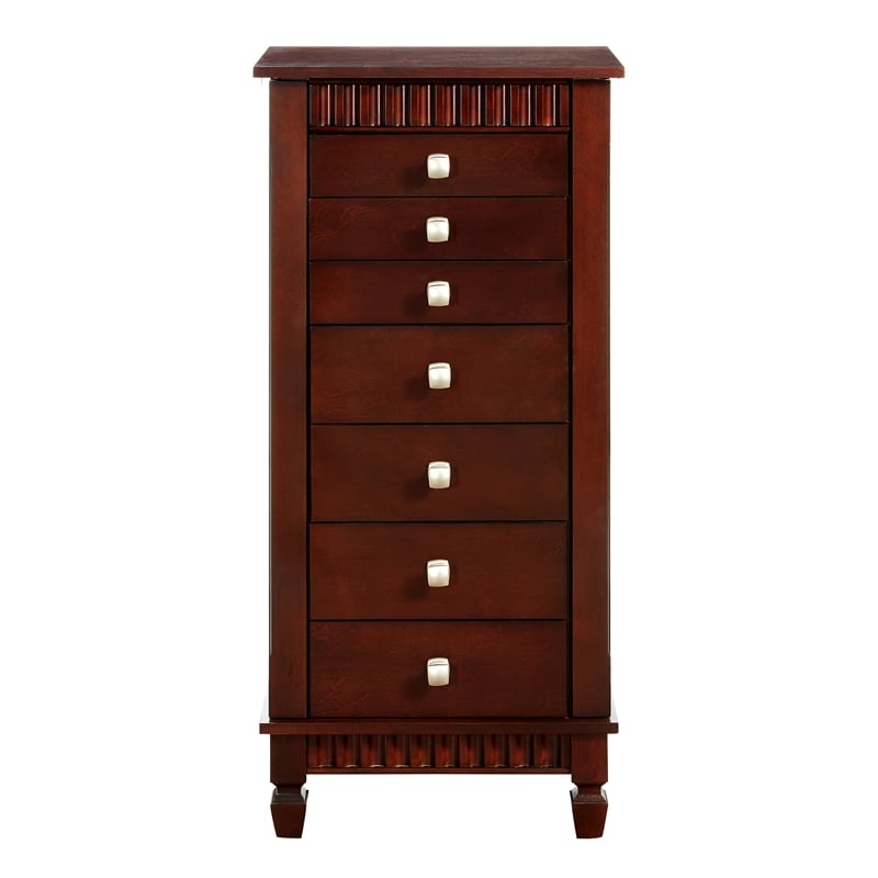 Powell Joslyn Contemporary Wood Jewelry Armoire in Merlot Brown 383316