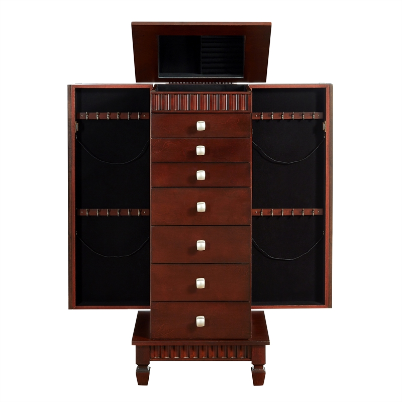 Powell Joslyn Contemporary Wood Jewelry Armoire in Merlot Brown 383316