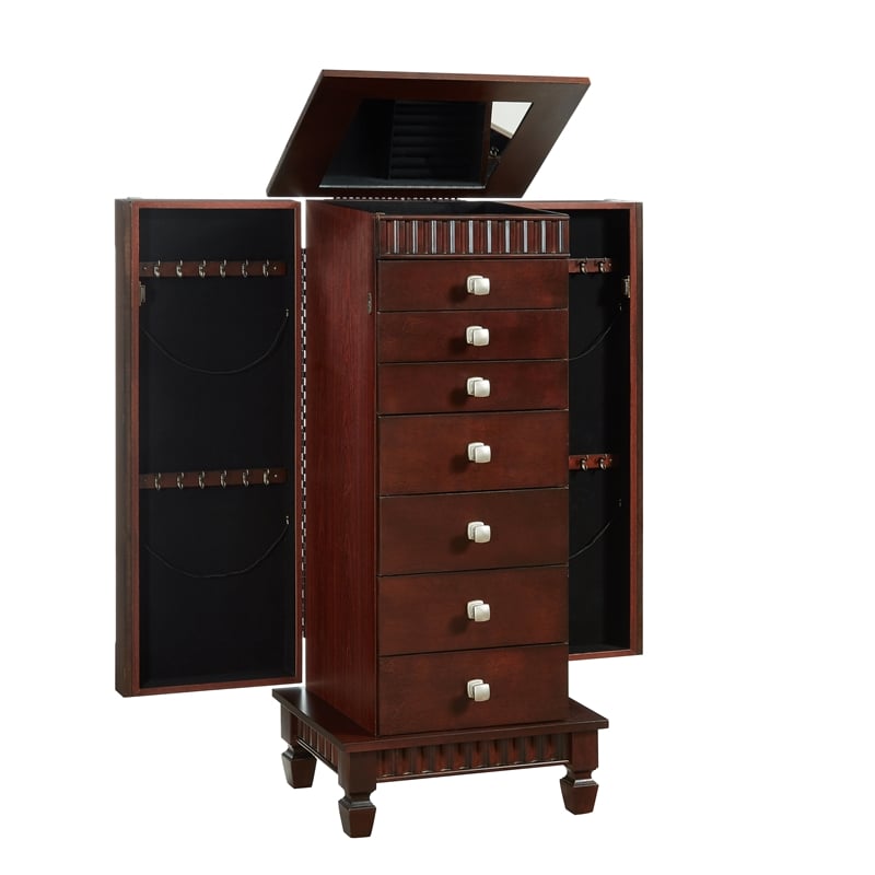 Powell Joslyn Contemporary Wood Jewelry Armoire in Merlot Brown 383316