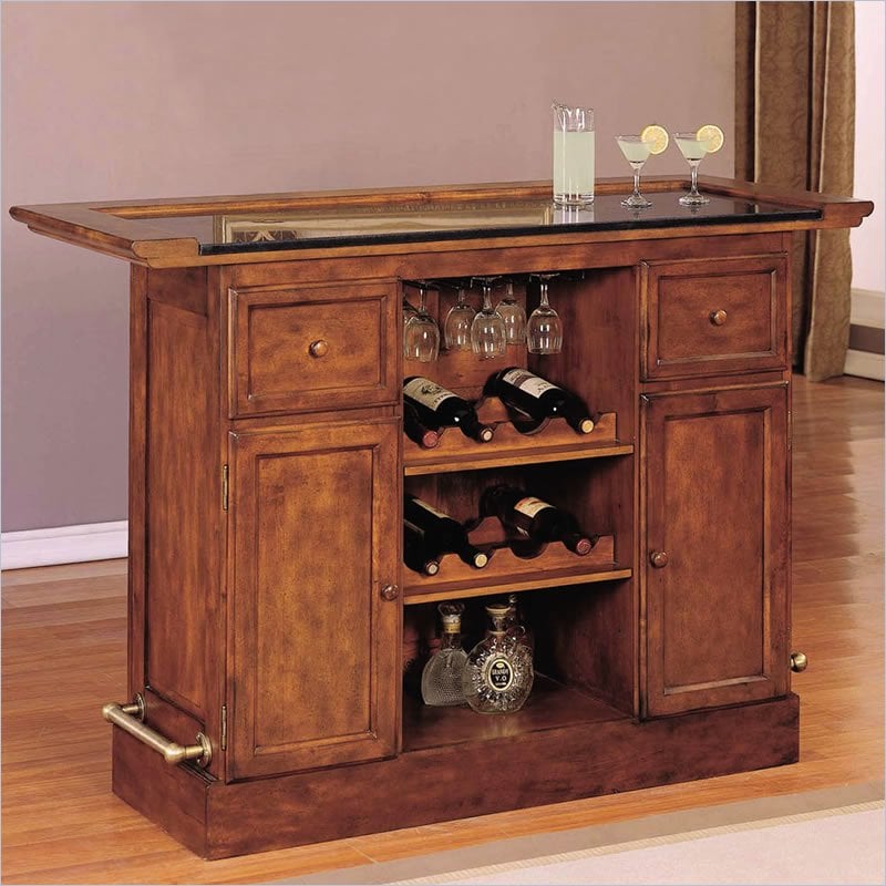 Powell Furniture Brandon Wooden Warm Cherry Home Bar   429 473