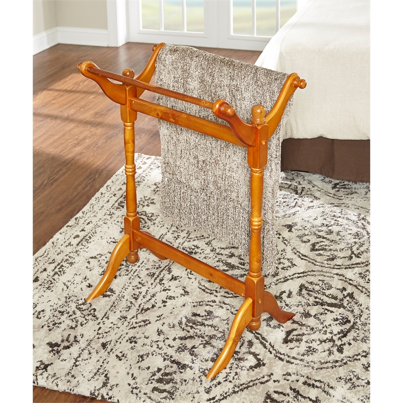 Powell Heirloom Wood Blanket Rack in Oak Brown Cymax Business