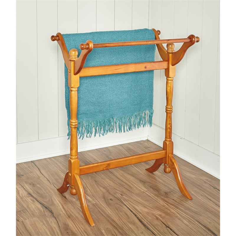 Powell Heirloom Wood Blanket Rack in Oak Brown | Cymax Business