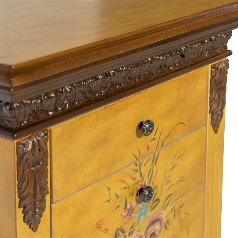 Linon Masterpiece Wood Hand Painted Jewelry Armoire in Antique