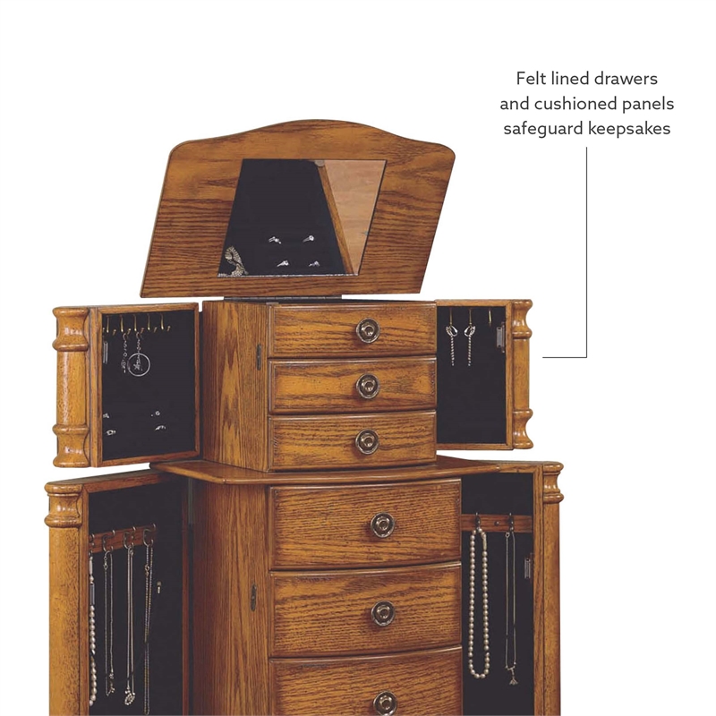 Powell Woodlake Wood Jewelry Armoire in Distressed Oak Cymax Business