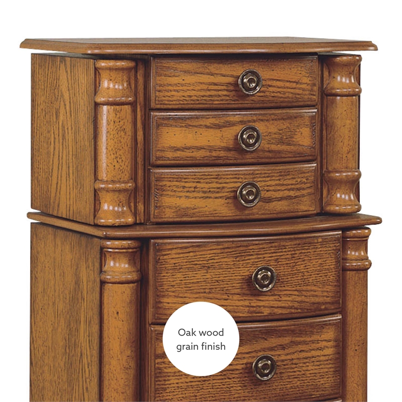 Powell Woodlake Wood Jewelry Armoire in Distressed Oak Cymax Business