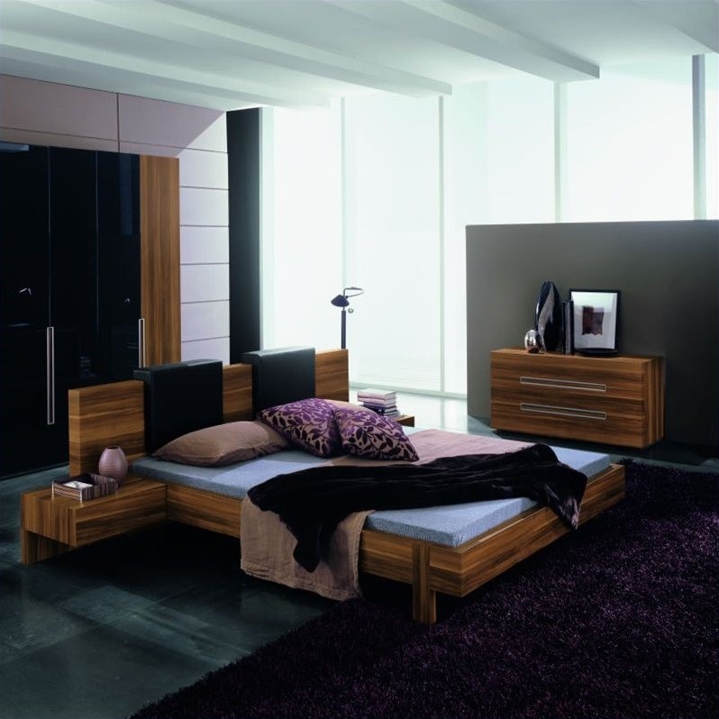 rossetto gap platform bed 4 piece bedroom set in walnut