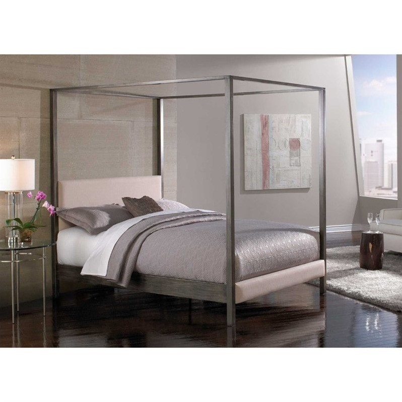 Avalon Upholstered Canopy Bed in Platinum by Fashion Bed