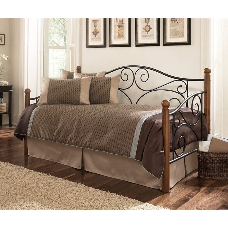 Daybed with Link Spring Pop Up in Black and Walnut - B50339