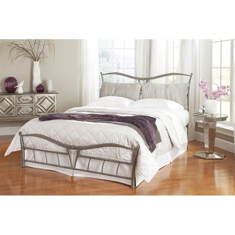 Fashion Bed Snap Lotus King Metal Bed in Brushed Pewter - B41106