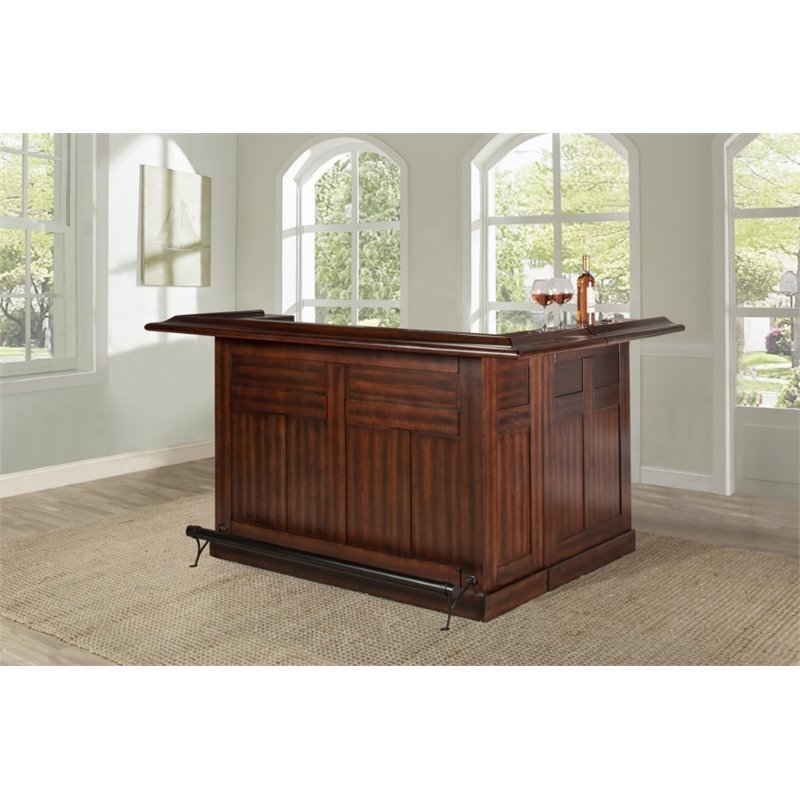 Hillsdale Classic L Shaped Home Bar in Brown Cherry 64028XBCHE