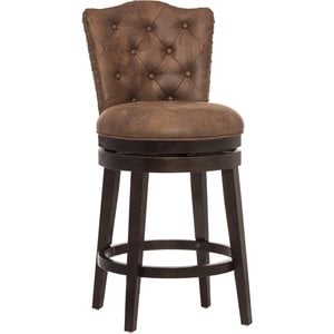 Edenwood Faux Leather Swivel Bar Stool in Chocolate