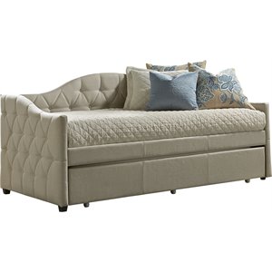 Hillsdale Jamie Tufted Twin Daybed with Trundle in Beige