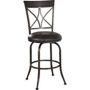 killona faux leather swivel bar stool in antique pewter