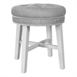 Hillsdale Sophia Tufted Backless Wood Vanity Stool White with Gray Fabric