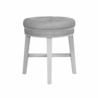 Hillsdale Sophia Tufted Backless Wood Vanity Stool White with Gray Fabric