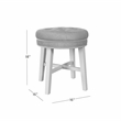 Hillsdale Sophia Tufted Backless Wood Vanity Stool White with Gray Fabric
