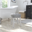 Hillsdale Sophia Tufted Backless Wood Vanity Stool White with Gray Fabric