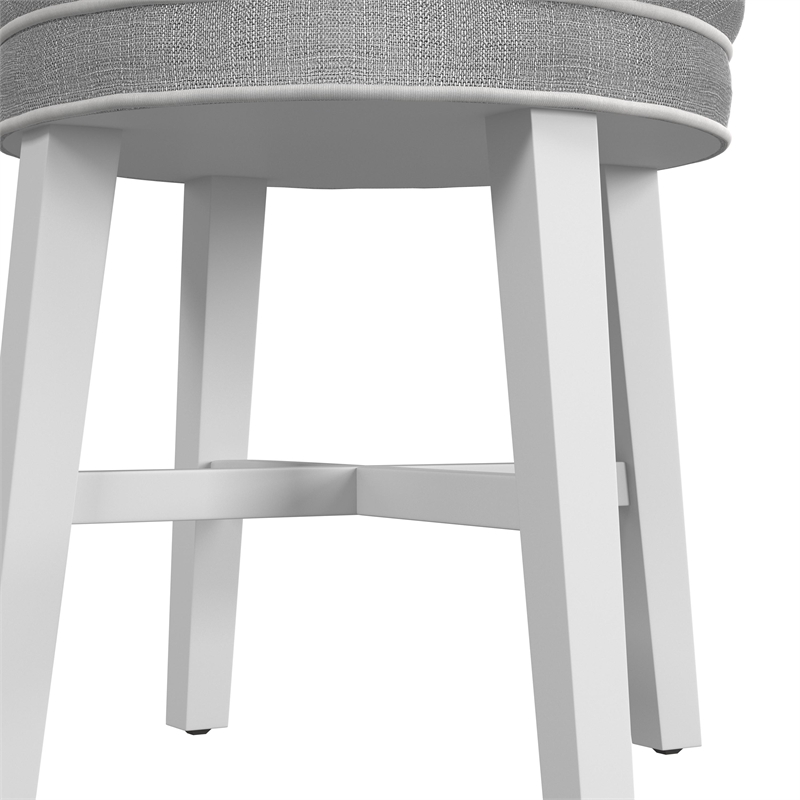 Hillsdale Sophia Tufted Backless Wood Vanity Stool White with Gray Fabric