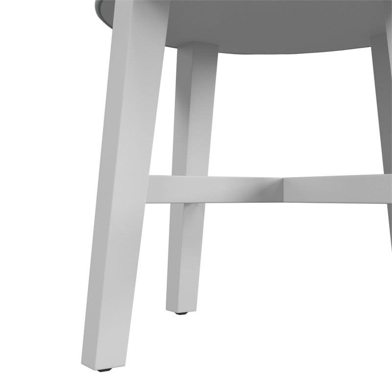 Hillsdale Sophia Tufted Backless Wood Vanity Stool White with Spa Blue Fabric