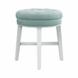 Hillsdale Sophia Tufted Backless Wood Vanity Stool White with Spa Blue Fabric