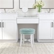 Hillsdale Sophia Tufted Backless Wood Vanity Stool White with Spa Blue Fabric