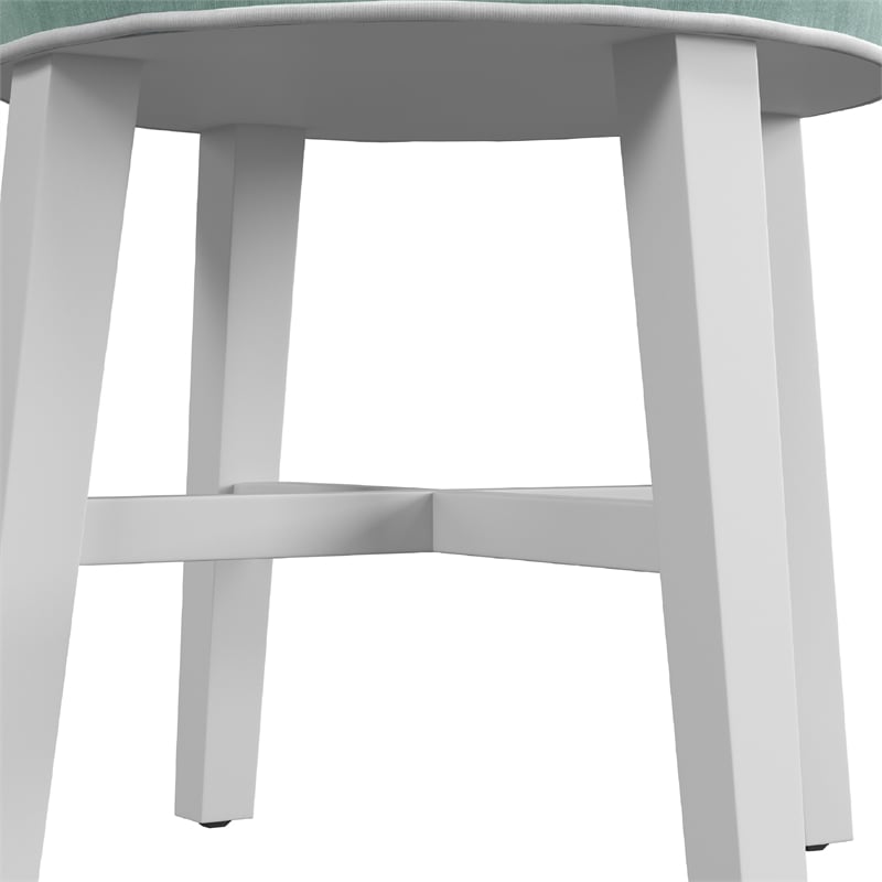 Hillsdale Sophia Tufted Backless Wood Vanity Stool White with Spa Blue Fabric