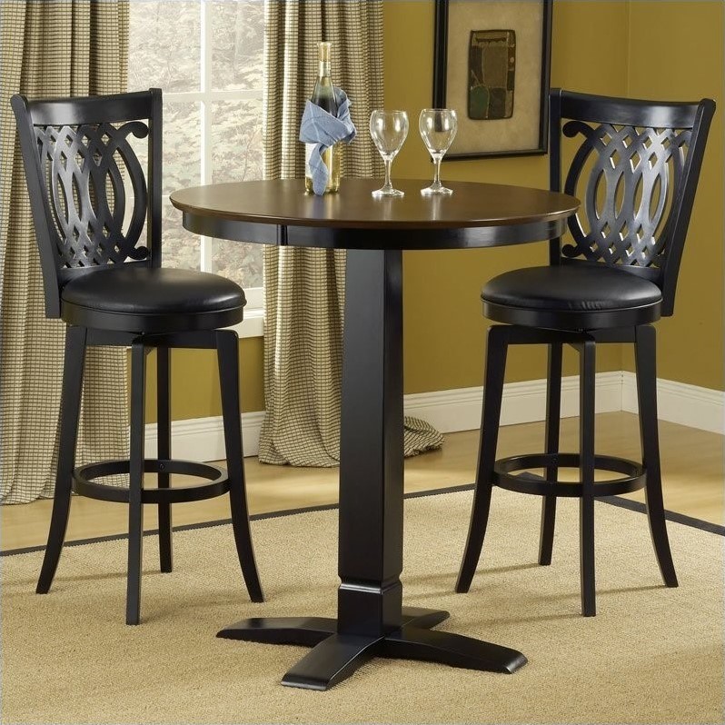 Hillsdale Dynamic Designs 5 Piece Pub Table and Stools Set - 4975PTBBLKSVD