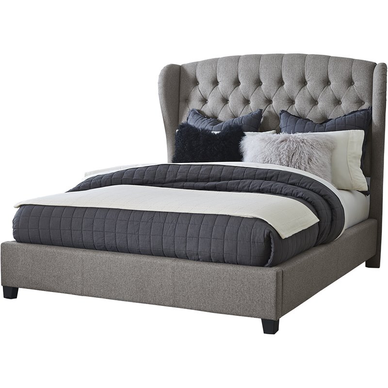 Hilale Bromley Upholstered Queen Bed In Orly Gray 1943qbr