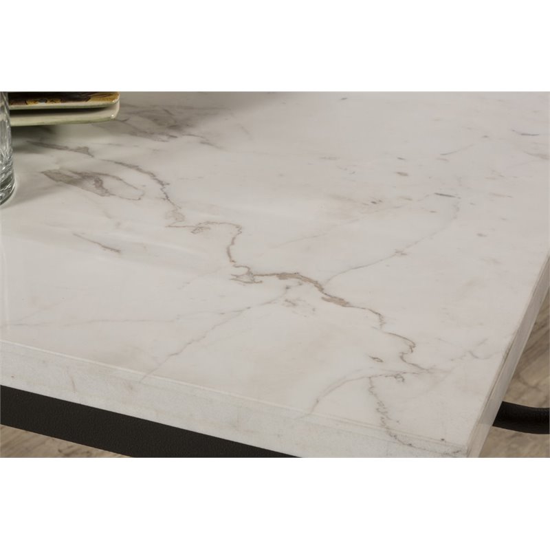 Hilale Castille Metal Kitchen Island With White Marble Top In Black