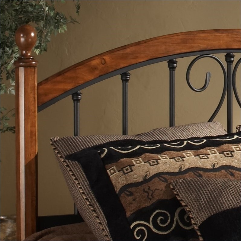 Hillsdale Burton Way Wood and Metal Poster Bed in Cherry and Black