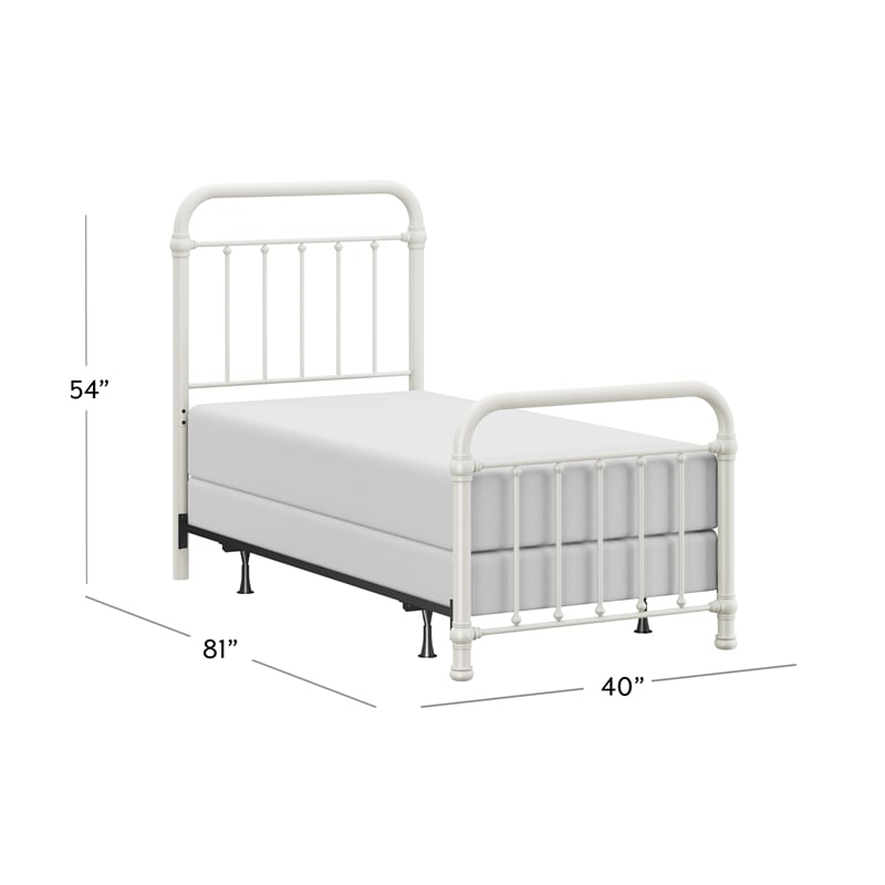 Hillsdale Kirkland Twin Metal Spindle Panel Bed in White