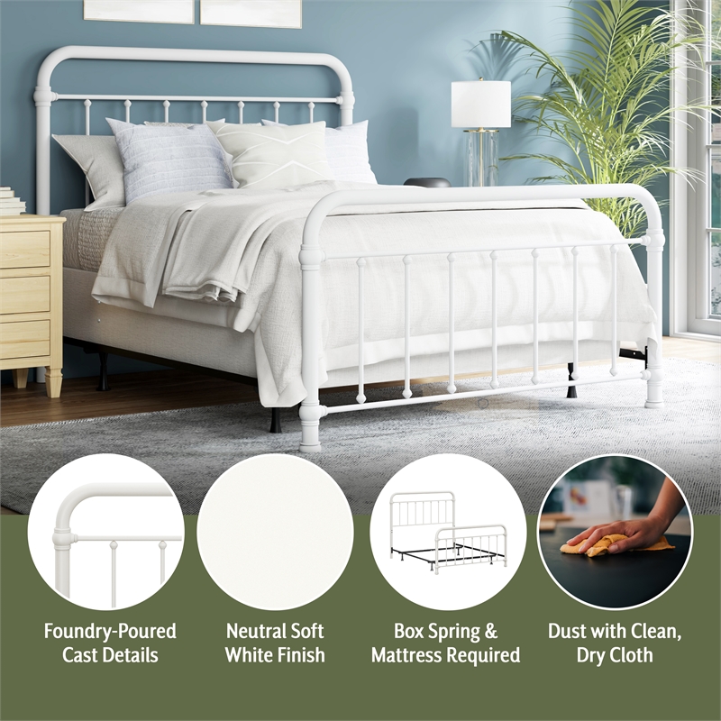 Hillsdale Kirkland Full Metal Spindle Panel Bed in White