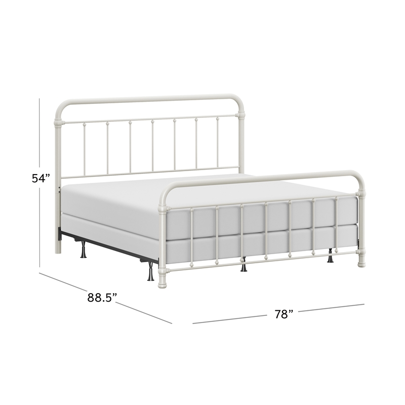 Hillsdale Kirkland Metal King Round Spindle Bed in Soft White