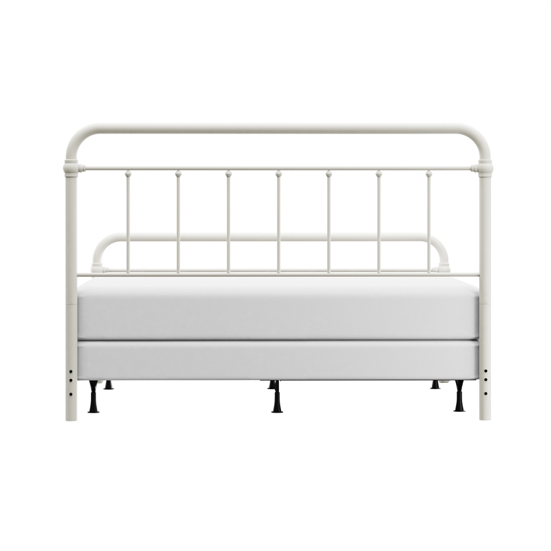 Hillsdale Kirkland Metal King Round Spindle Bed in Soft White