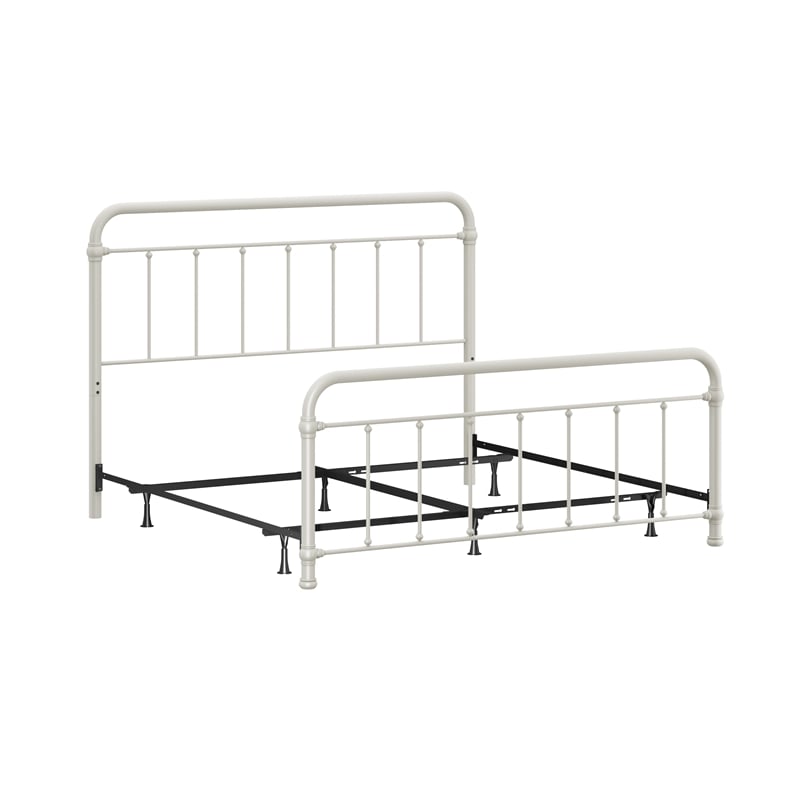 Hillsdale Kirkland Metal King Round Spindle Bed in Soft White